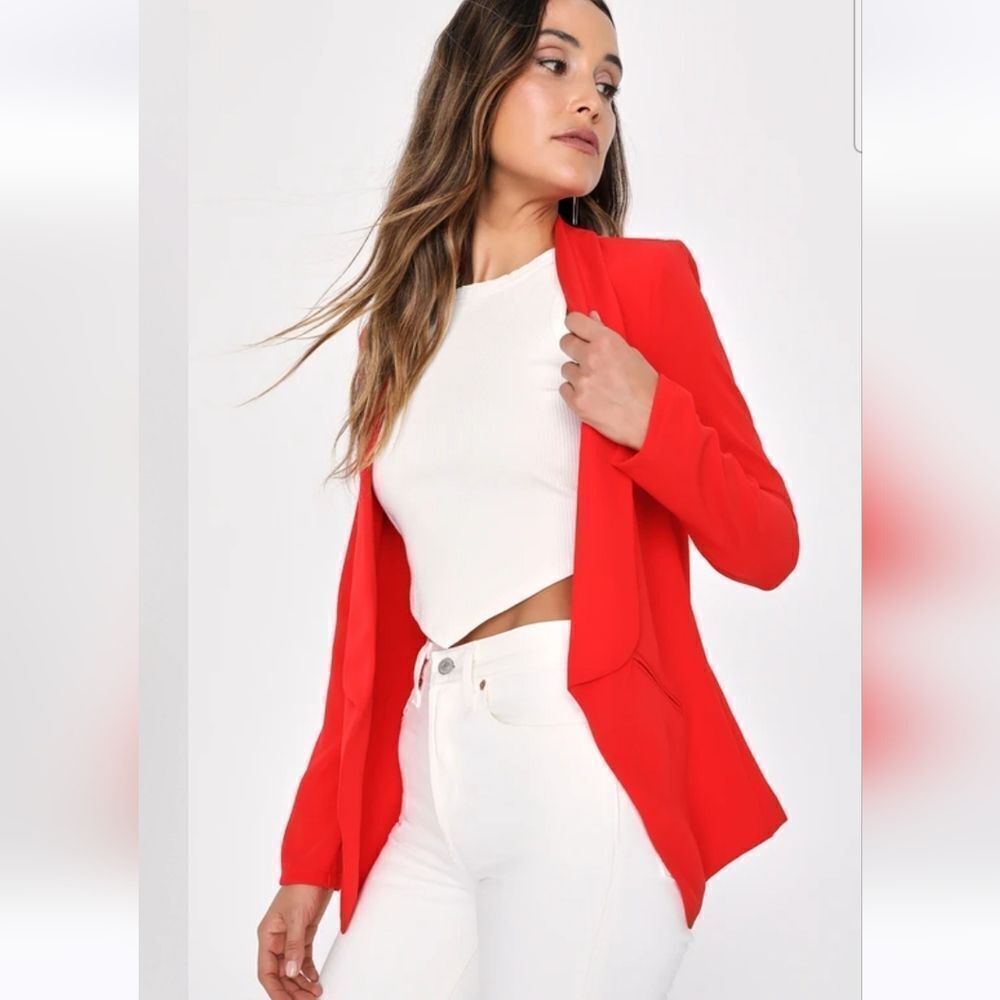 Lulu's Miss Punctuality Red Lightweight Blazer Size Medium